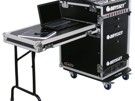 Odyssey FZ1316WDLX - Deluxe 13U Top Slanted 16U Bottom Vertical Pro Combo Rack with Side Table and Casters Sale