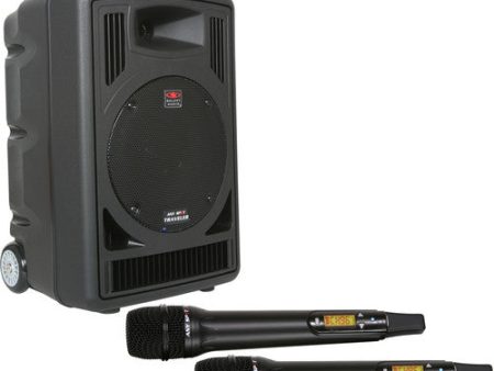 Galaxy Audio TV8 Traveler Series 120W PA System with CD Player Dual UHF Receiver Two Wireless Handheld Microphones Online