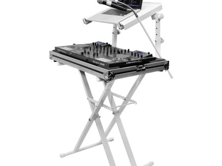 Odyssey LTBXS2MTCPWHT - White Two Tier X-Stand with Mic Boom and Top Shelf Cheap