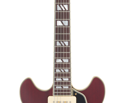 D Angelico DELUXE MINI DC Series Semi Hollow-Body Electric Guitar (Satin Trans Wine) Online now