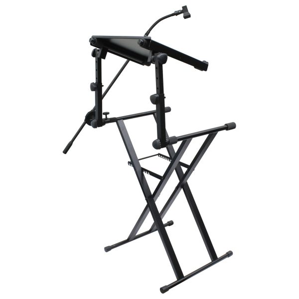 Odyssey LTBXS2MTCP - Black Two Tier X-Stand with Mic Boom and Top Shelf Online Hot Sale