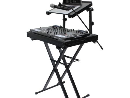 Odyssey LTBXS2MTCP - Black Two Tier X-Stand with Mic Boom and Top Shelf Online Hot Sale