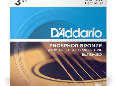 D Addario EJ16-3D Phosphor Bronze LIGHT 12-53 3 Pack on Sale