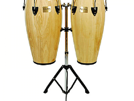 Mano Percussion MP-1601 10” - 11” Double Conga Set w  Stand - Natural For Sale