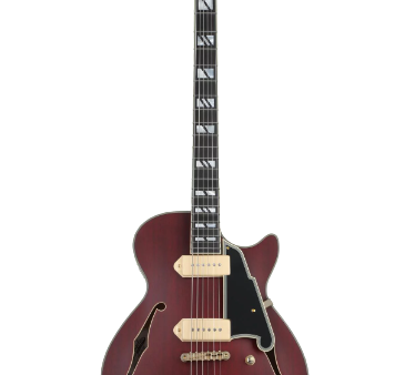 D Angelico DELUXE SS BARITONE Semi Hollow-Body Electric Guitar (Satin Trans Wine) Online