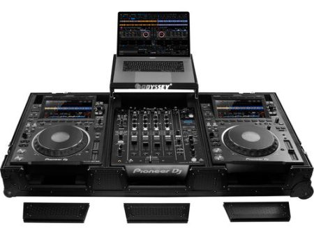 Odyssey 810141 Industrial Board Glide-Style Universal Case for 12  DJ Mixer and Two Pioneer CDJ-3000 (Black on Black) Hot on Sale