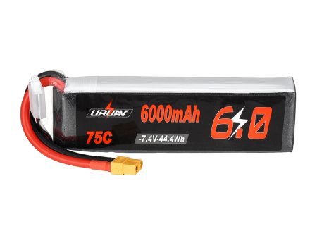 URUAV 7.4V 6000mAh 75C 2S Lipo Battery XT60 Plug for RC Car For Discount